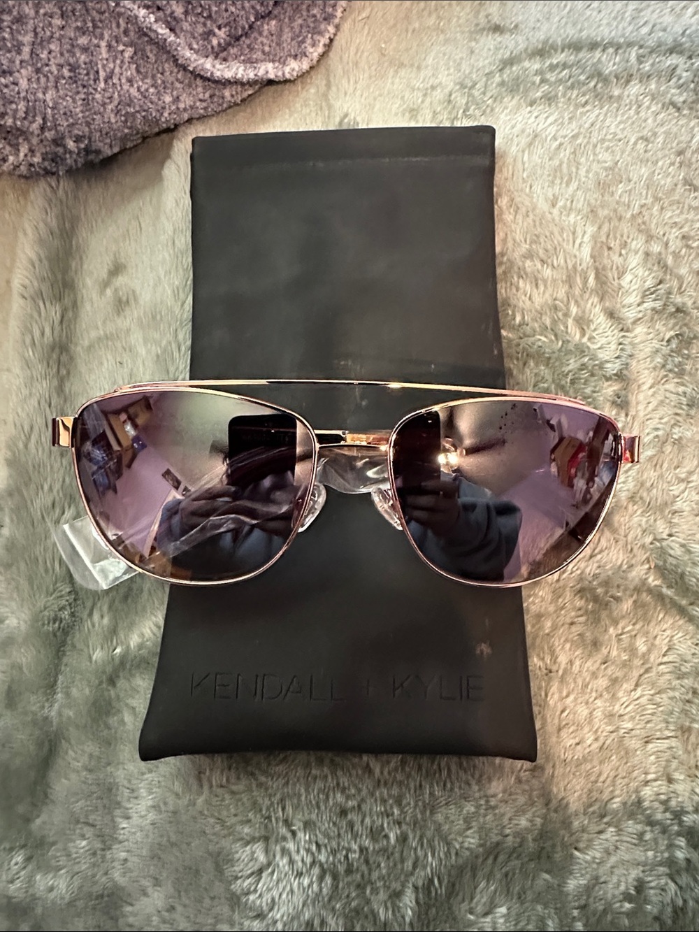 Kendall & Kylie Rose Gold Aviator Sunglasses with Purple Lenses